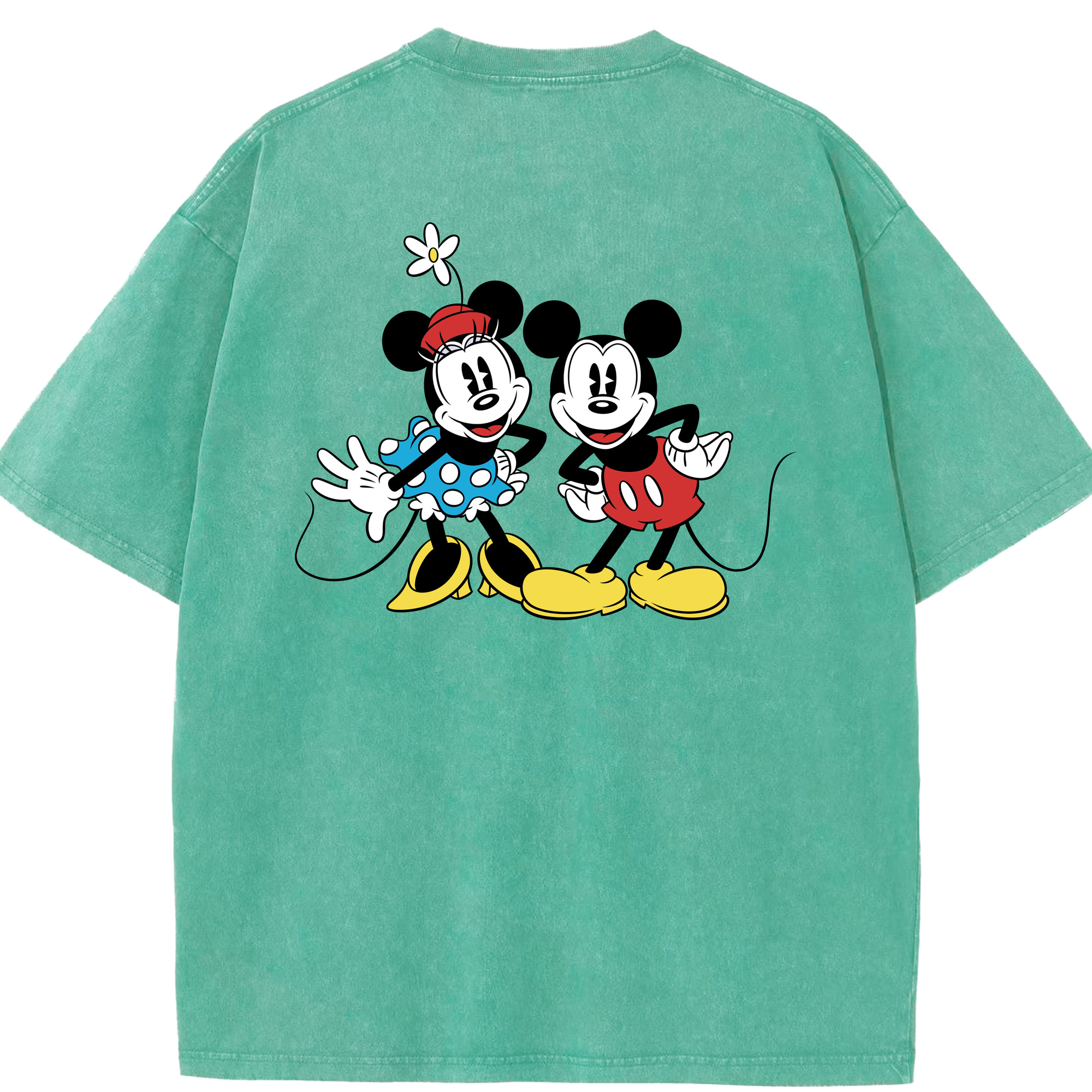 （画像用） ミッキーマウス Mickey Mouse 綿100% ヴィンテージ風 半袖Tシャツ（背面プリント）